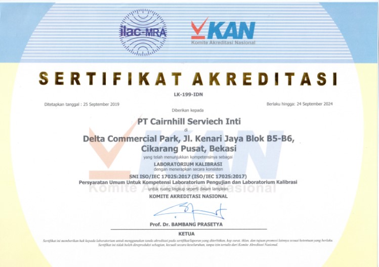 sertifikat KAN PT Cairnhill Serviech Inti