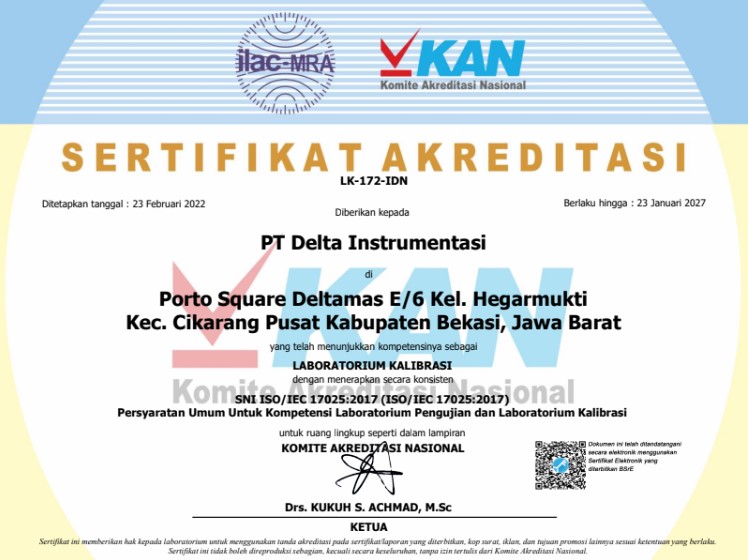 sertifikat KAN PT Delta Instrumentasi