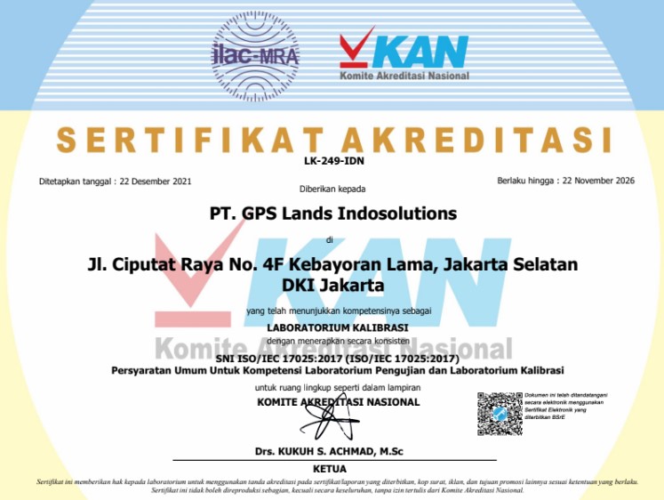 sertifikat KAN PT GPS Lands Indosolutions
