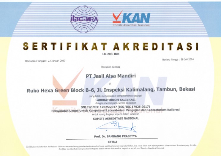 sertifikat KAN PT Jasil Alsa Mandiri