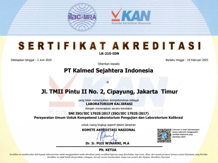 sertifikat KAN PT Kalmed Sejahtera Indonesia