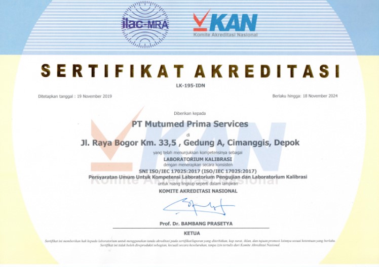 sertifikat KAN PT Mutumed Prima Services