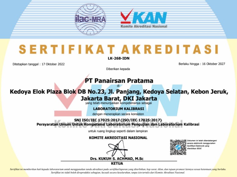 sertifikat KAN PT Panairsan Pratama