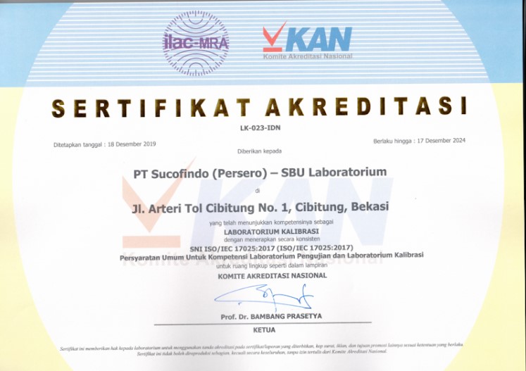 sertifikat KAN PT Sucofindo