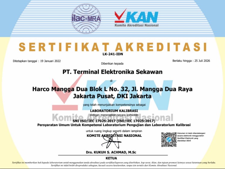sertifikat KAN PT Terminal Elektronika Sekawan