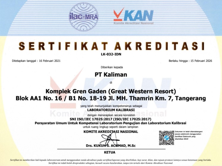 sertifikat akreditasi KAN PT Kaliman
