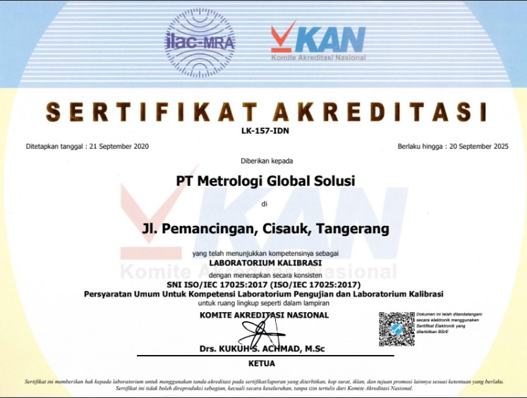 sertifikat akreditasi KAN PT Metrologi Global Solusi