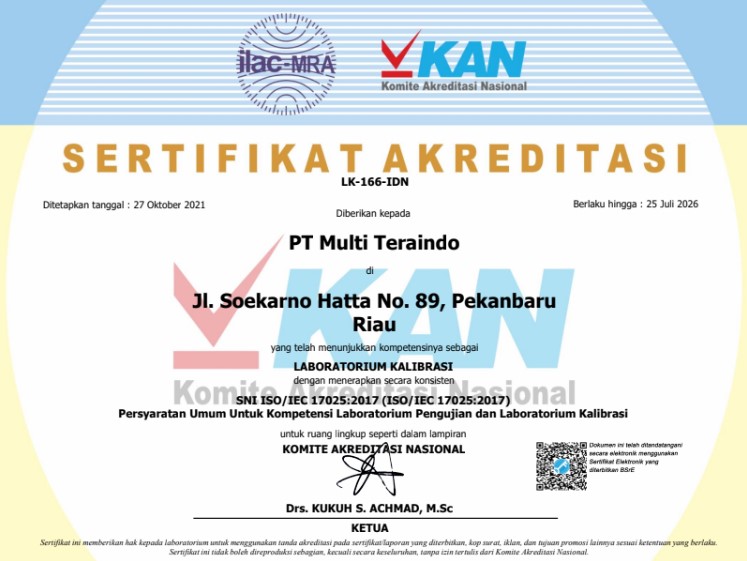 sertifikat akreditasi KAN PT Multi Teraindo