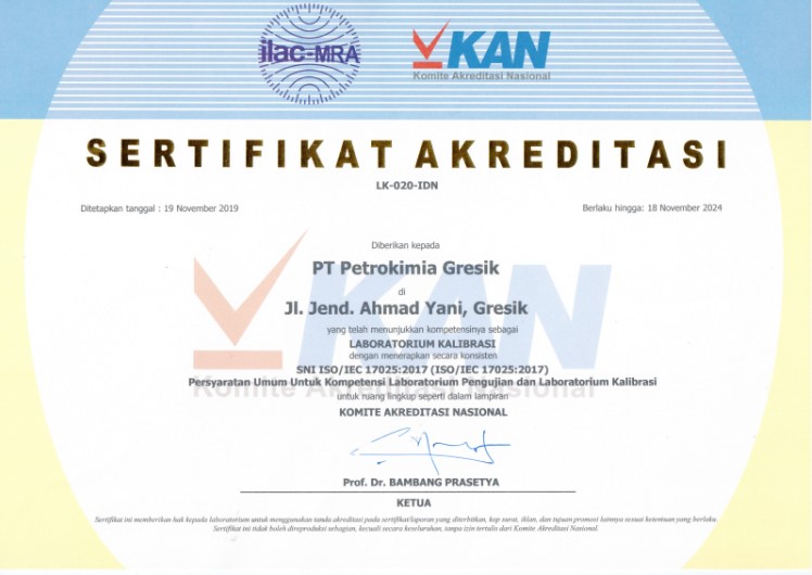 sertifikat akreditasi KAN PT Petrokimia Gresik