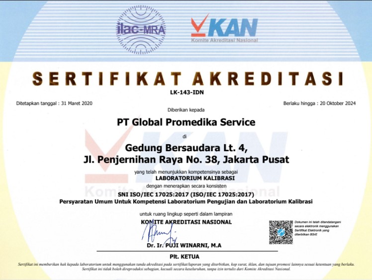 sertifikat kan PT Global Promedika Service
