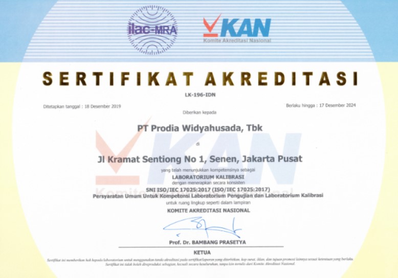 sertifikat kan PT Prodia Widyahusada
