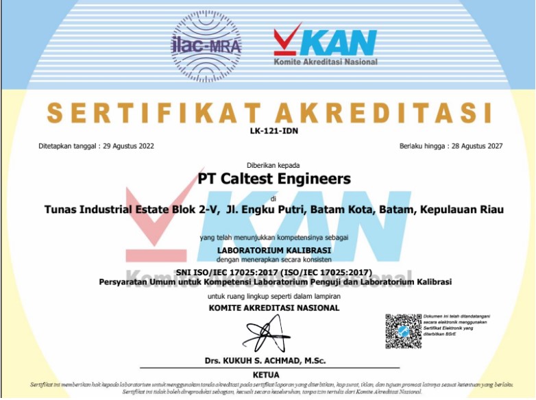 sertifikat PT Caltest Engineers